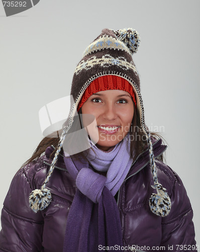 Image of Portrait of a woman in winter