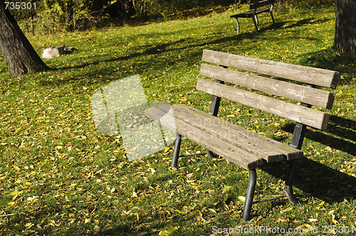 Image of Empty park bench