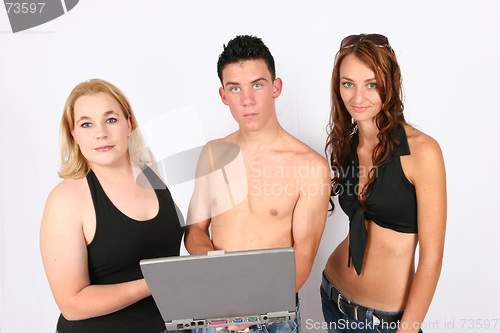 Image of Three people working while relaxing