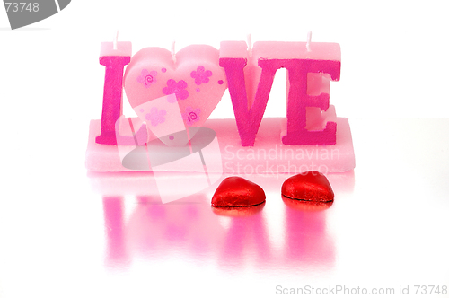 Image of Valentine candle with sweets