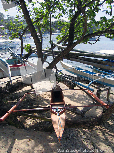 Image of bancas in sabang puerto galera philippines