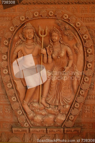 Image of The statues of goddesses in Kali Mandir temple in New-Delhi, Ind