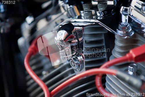 Image of Chrome skull on motorbike engine