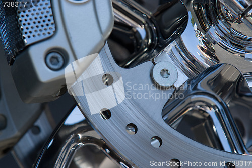 Image of Detail of motorbike disk brake