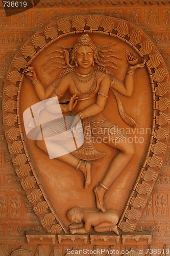Image of The statue of a god in Kali Mandir temple in New-Delhi, India
