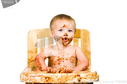 Image of Messy Baby Boy Isolated