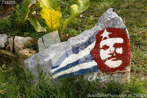 Image of Painted face of a Cuban guerilla leader Ernesto Che Guevara. Vin