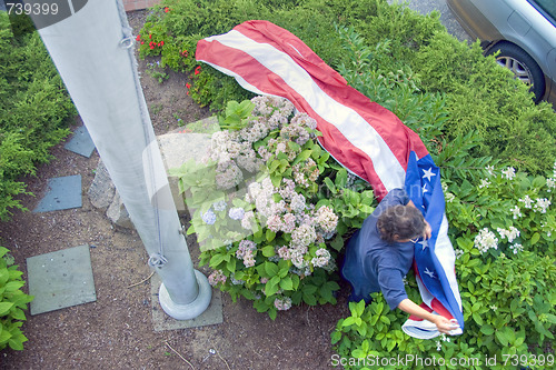 Image of American Flag in Martha's Vineyard, MA, August 2008