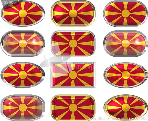 Image of 12 buttons of the Flag of Macedonia