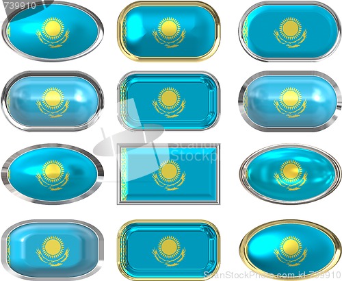 Image of 12 buttons of the Flag of Kazakhstan