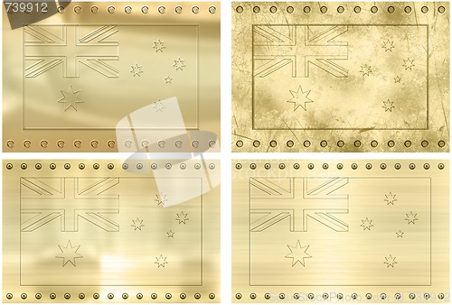 Image of four gold flags of Australia