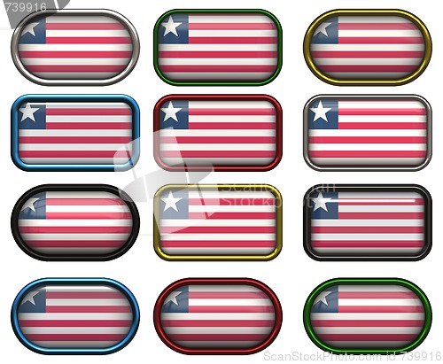 Image of 12 buttons of the Flag of Liberia