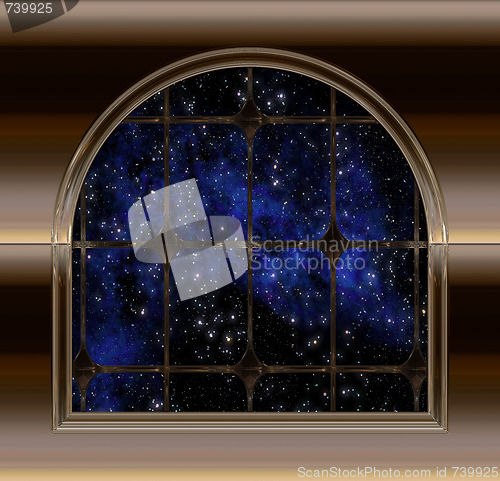 Image of window looking out to space or night sky