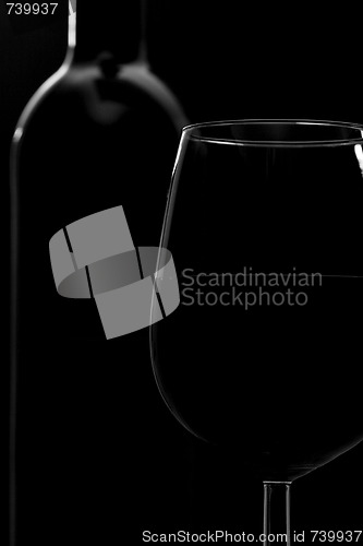 Image of Glass of Wine and Wine Bottle