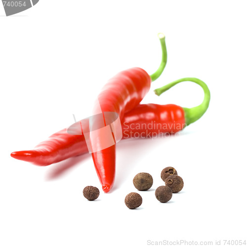 Image of two red cayenne and black pepper