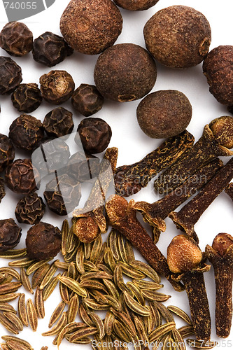 Image of cloves, caraway and black pepper