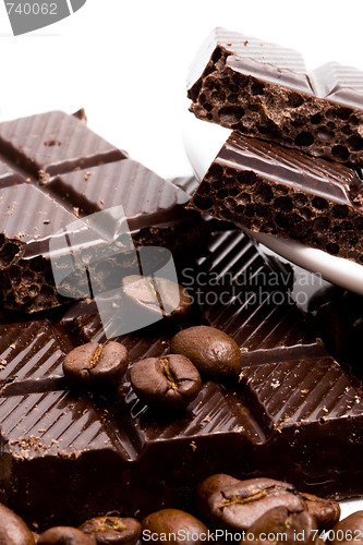 Image of coffee beans with black chocolate