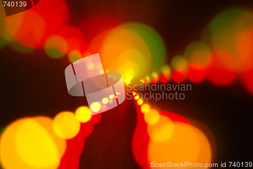 Image of Christmas lights glowing (blur motion background)