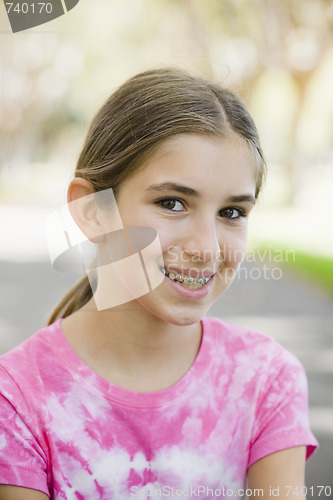 Image of Portrait of Smiling Tween Girl