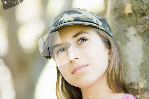 Image of Portrait of Tween Girl in Cap