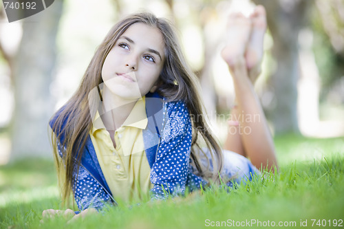 Image of Portrait of Tween Girl on Grass