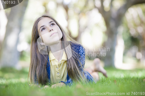 Image of Portrait of Tween Girl on Grass