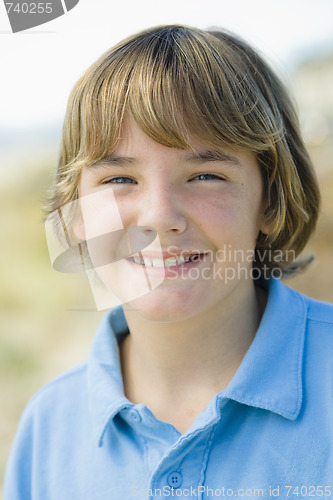 Image of Portrait of Smiling Boy Outdoors