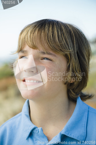 Image of Portrait of Smiling Boy Outdoors