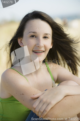 Image of Portrait of Teenage Girl  at the Beach