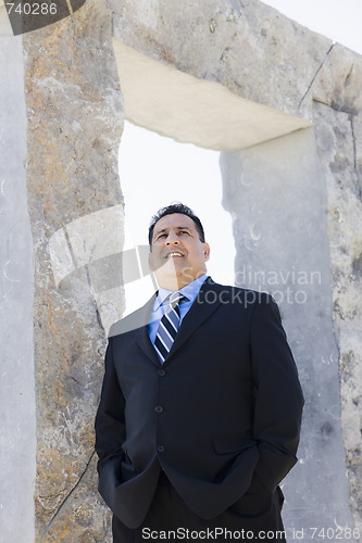 Image of Businessman By Archway