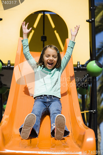 Image of Girl On Slide