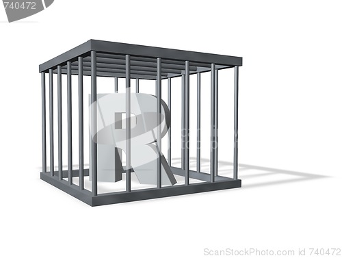 Image of big R in a cage