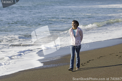 Image of Teenage Asian Girl at Beach