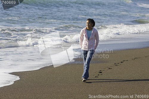 Image of Teenage Asian Girl at Beach