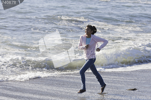 Image of Teenage Asian Girl at Beach