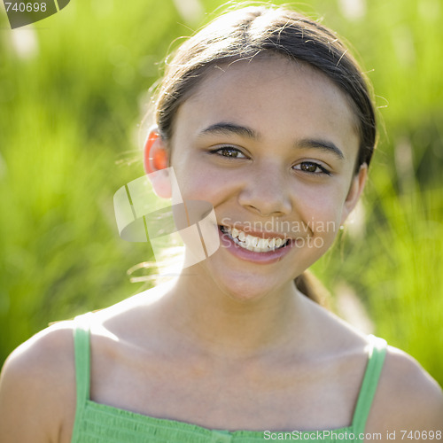 Image of Tween Girl Smiling To Camera