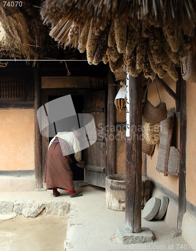 Image of Korean woman cleaning