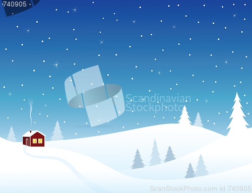 Image of Little house in snowy hills