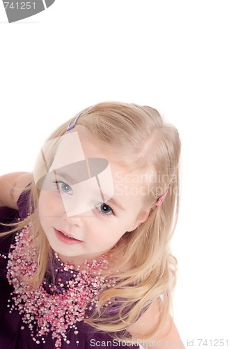 Image of Studio shot of baby girl in gala dress