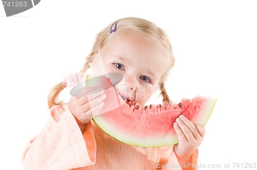 Image of Girl eating watermelon