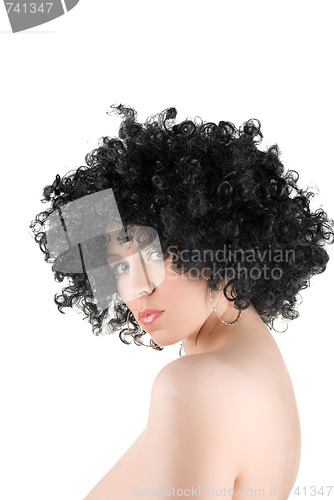 Image of Beautiful young frizzy woman 