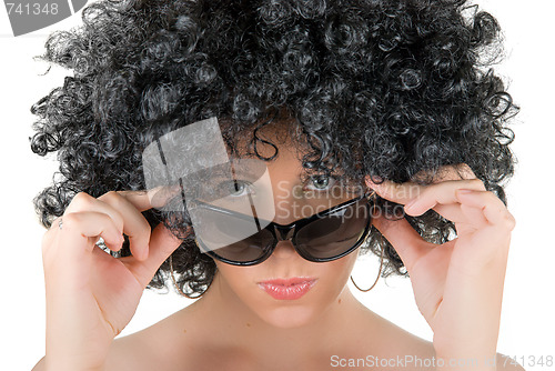 Image of frizzy woman with sunglasses