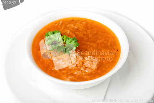 Image of Bowl of vegetable borscht 