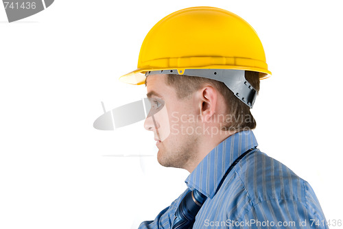 Image of man at yellow helmet