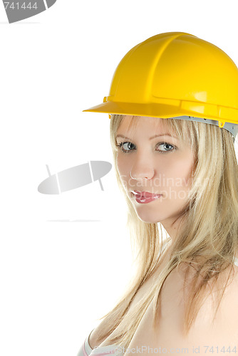 Image of yellow building helmet