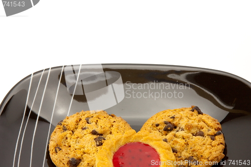 Image of cookies on plate isolated on white backgrounds