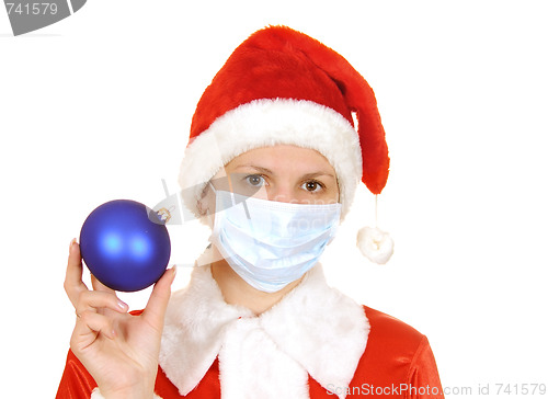 Image of santa claus in a gauze mask