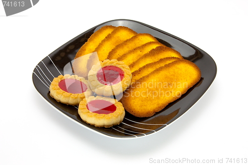 Image of Plate of cookies isolated on a white background 