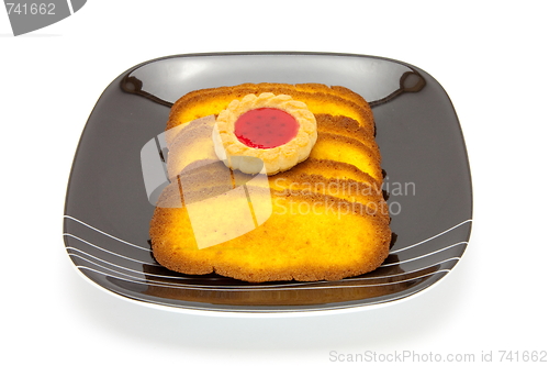 Image of Plate of cookies isolated on a white background 