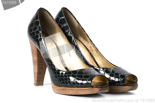 Image of pair of green women shoes